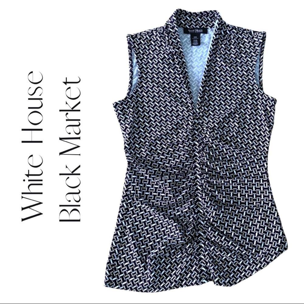 WHBM Geo Print Surplice Sleeveless Top